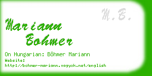 mariann bohmer business card