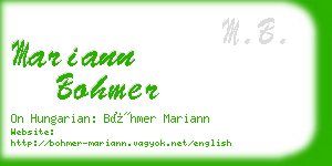 mariann bohmer business card